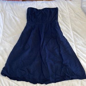 Navy blue strapless dress